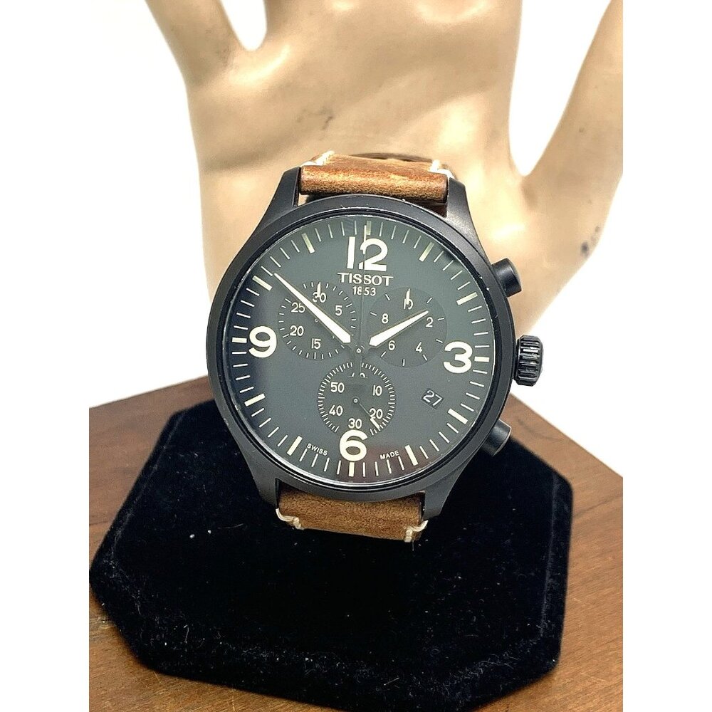 Tissot Men's Watch Swiss Quartz Chronograph 45mm Brown Leather T1166173605700